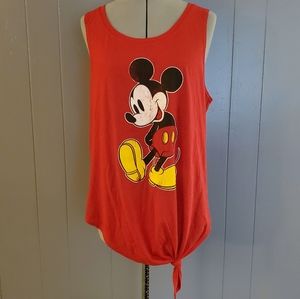 Distressed Mickey Tank Red w/Tie Waist Front